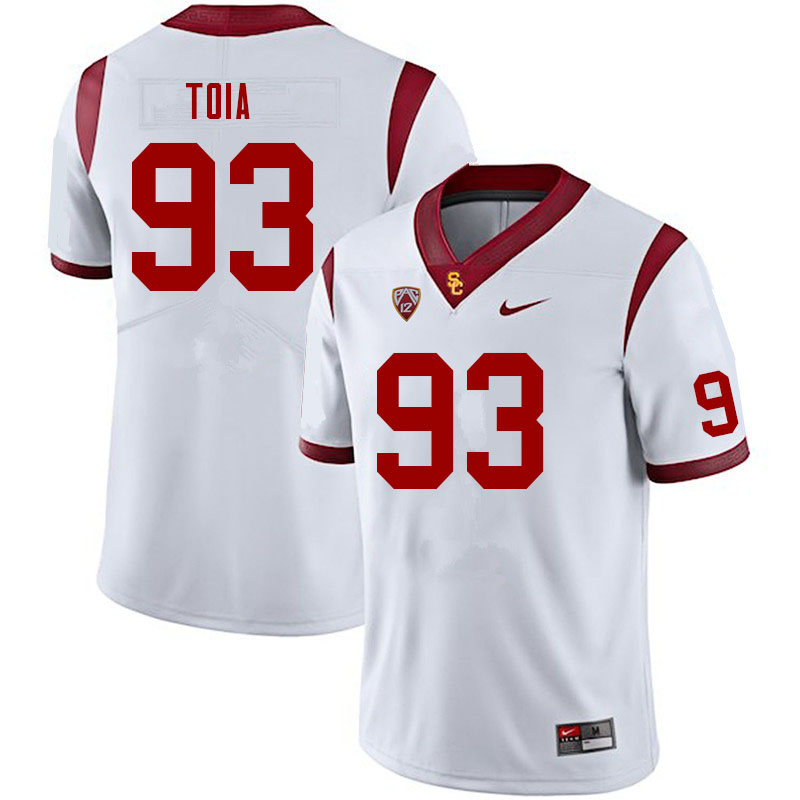 Men #93 Jay Toia USC Trojans College Football Jerseys Sale-White